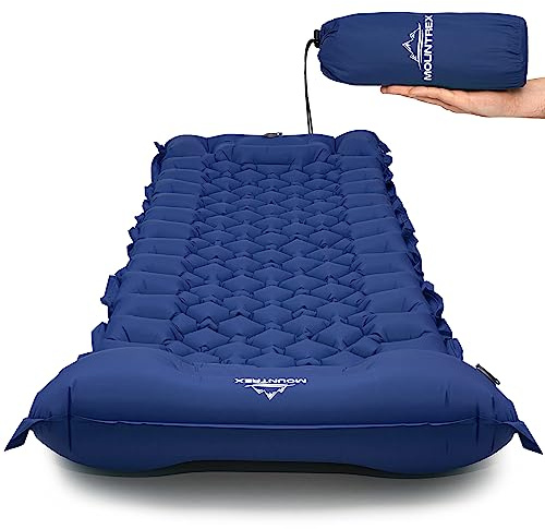 MOUNTREX Isomatte - Outdoor, Camping Luftmatratze - Ultraleicht & Kleines Packmaß (700g) - Aufblasbare Matratze, Schlafmatte mit Fußpumpe - Faltbar & Koppelbar (Blau)