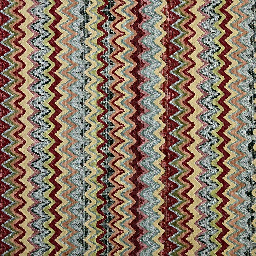 Kt KILOtela - Polsterstoff, Jacquard Gobelin, Polsterung von Stühlen, Kissen, Kopfteil, Sofa, Taschen, verschleißfest, Näht, 100 cm lang x 280 cm breit, Ziz Zag, klein, mehrfarbig - 1 Meter