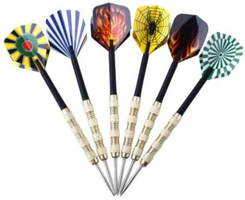 LQUYTA 6 Pezzi Freccette con punta in metallo Professionale Asta Metallo Punta Dardi Punta Acciaio Dardi Set 6 Pezzi 14 Grammi Adatto Casa Taverna Gioco Esterno 6 Colori