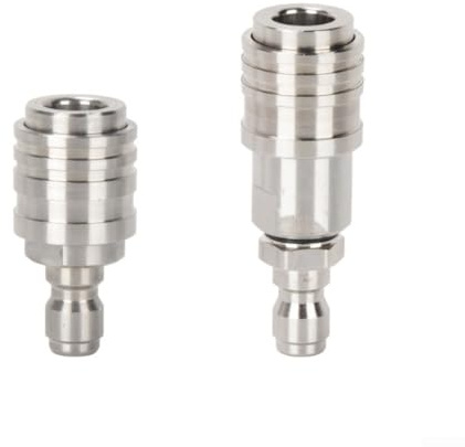Coppia di raccordi per idropulitrice in acciaio inossidabile da 1/4 a connessione rapida, compatibili con tubi NPT e barre spray per prestazioni affidabili ad alta pressione
