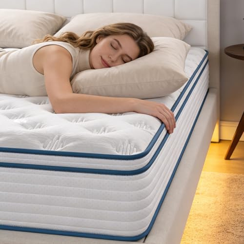 TFFCIC King Mattress 5FT Memory Foam Pocket Spring Hybrid Mattress Featuring 7-Zone Orthopaedic Support to Alleviate Back Pain Isolate Motion Medium Firmness (150x200x26cm)