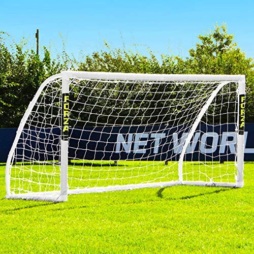 FORZA But de Football de Match en PVC [6 Tailles] | Cage de Jardin Légère et Imperméable pour Enfants | Poteaux, Filet, Clips | Mur de Tir en Option (sans Mur de Tir, 244 cm x 122 cm)