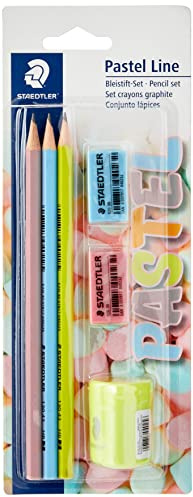 Olówek Norica szesciokatny Pastel Line 2HB 3 sztuki + 2 gumki + temperówka