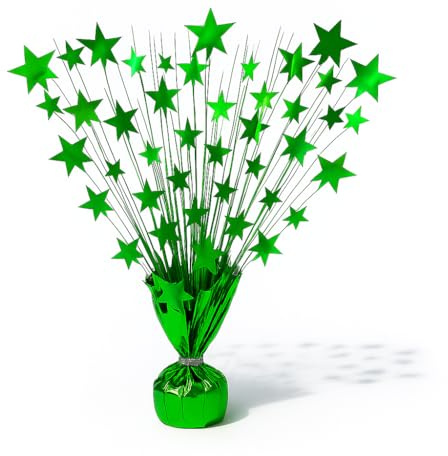 PMU 3 Pack Bursting Star Metallic Foil Spray Centerpiece- Green Balloon Weights, Party Table Decorations Centerpiece for St Patrick's Day, Birthdays, Graduation and Christmas 15in / 7.34cm