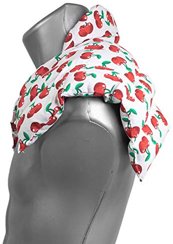 Traubenkernkissen Schulter & Nackenkissen mit Kragen. Nacken Wärmekissen, Körnerkissen - Wärme und Kälte (cherry-white, Traubenkerne)