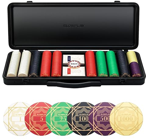 SLOWPLAY Set póker cerámica Nash, fichas 10 g/39 mm, Texas Hold’em