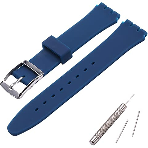 MCXGL Bracelet de rechange pour montre Swatch 17 mm en silicone étanche avec boucle en acier inoxydable, 17 mm, silicone, quartz artificiel