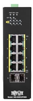 Tripp Lite Industriële 8-poorts Lite beheerde PoE+ Gigabit Ethernet-schakelaar, 2 Gbe SFP-sleuven, 10/100/1000 Mbps RJ45-poorten, 30W Power Over Ethernet, -14 ° tot 140 ° F temperatuurbereik, 3 Jaar