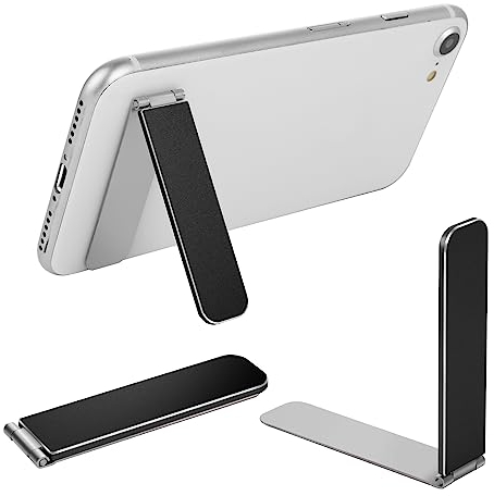 TIESOME Ultradünner Handy-Halter, Faltbarer Mini-Telefon-Kickstand tragbarer Telefonständer Einstellbarer Winkel für Telefon und Handytasche Universalmodell (schwarz)