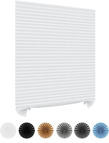 No Drill Blinds Cut to Size Stick On Temporary Pleated Paper Window Cover