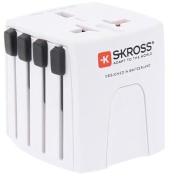 SKROSS | 1.102500 | Micro MUV | Adattatore Universale da Viaggio a 2 Poli - Tensione e Potenza 100V - 250W / 250V - 625W - Protezione Anti Scossa