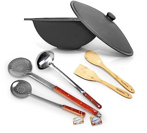 Hierro fundido Kazan 22 L con tapa de aluminio Uzbekistán olla espumadera cuchara WOK Plov плов казан Kazan horno de fuego Plov cucharón Учак