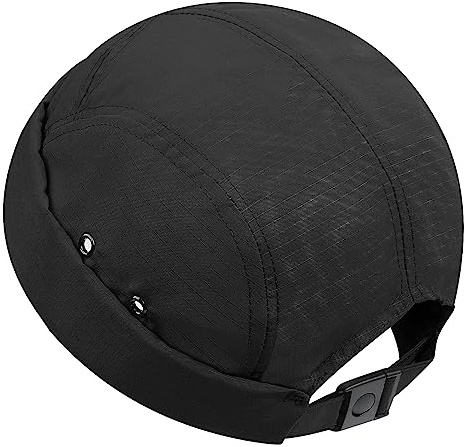 Clakllie Gorra Docker de secado rápido sin ala para mujeres y hombres, sombrero de puerto con puño enrollado, gorra vintage de marinero, gorra de 5 paneles, gorra de calavera sin ala, DBH01-Negro