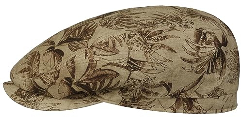 Stetson Sustainable Linen Flatcap - Mehrfarbige Kappe aus 100% Leinen - Schirmmütze mit Blättermuster - Made in The EU - Herren - Frühjahr/Sommer beige XXL (62-63 cm)