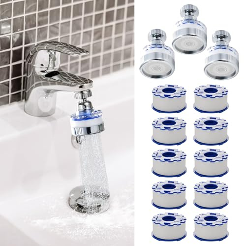 BREADEEP 13 Pcs Sink Water Filter Faucet Set, 360 ° Rotating Bathroom Sink Filter, Kitchen Sink Faucet Water Filter Removes Chlorine Fluoride Hard Water Faucet Extender for Home Kitchen & Bathroom