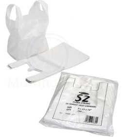 100 x S2 WHITE PLASTIC POLYTHENE VEST STYLE CARRIER BAGS WITH HANDLE Ideal For Boutique Clothes Party Gift Bag