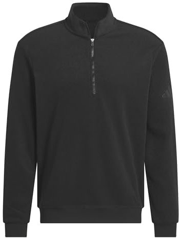 adidas Men's MENS ULTIMATE365 TERRY CLOTH QUARTER ZIP PULLOVER, black, M