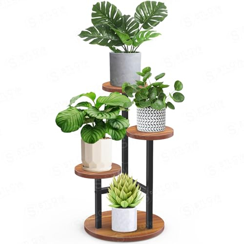 STLOVe® Porta Piante Da Interno, 3 Livelli Supporti Piante, Plant Stands Per Fioriere, Sgabello Per Pianta Rotondo, 32cm Supporto Per Vasi, Mensole All'aperto Giardino/Soggiorno (Pianta Non Inclusi)