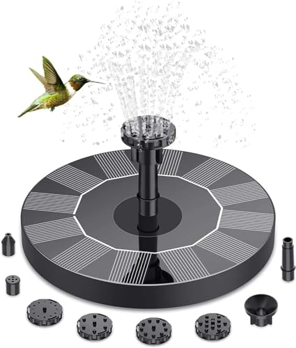 Solar Springbrunnen 1.5W Verbesserter, Solar Teichpumpe mit 6 Effekte Solar Teichpumpe Solar Schwimmender Fontäne Pumpe für Gartenteich Oder Springbrunnen Vogel-Bad Fisch Behälter