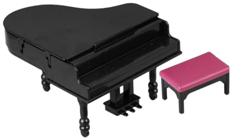 LALADEFIEE 1set Miniatura Piano e Sedia Per Decorazione Casa Delle Bambole Design Creativo e Realistico Materiale Leggero e Sicuro Atmosfera Vintage Per Adornare La Tua Mini Casa