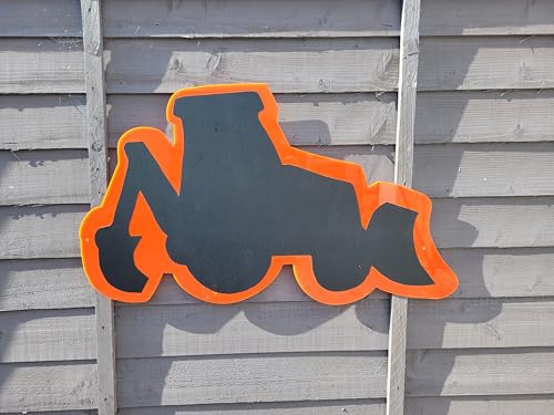 Large ACRYLIC digger, tractor shaped garden chalkboard - ORANGE