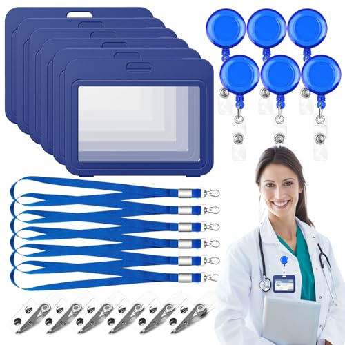 6 fundas para tarjetas de identificación con cinta, soporte multifunción para tarjetas