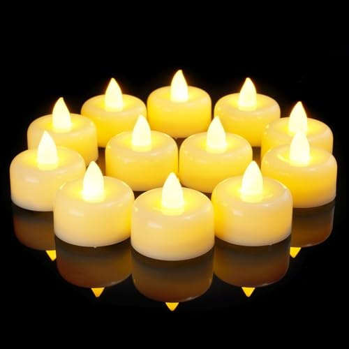 AMAGIC 12 Pack Battery Operated Flameless LED Tea Lights Candles Electric Fake Tealight for Votive, Christmas, Home Decor, Wedding, Table Decor