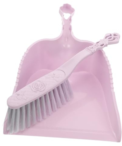 VICASKY Plastic Dustpan and Mini Broom Set Purple for Desktop and Bed Cleaning Household Supplies