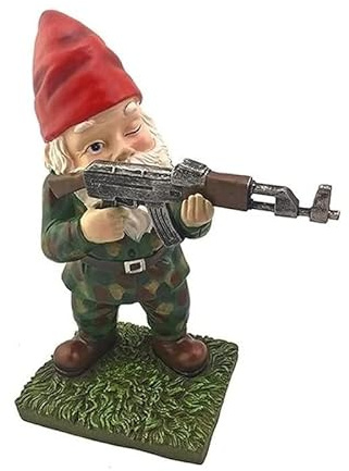 Garden Gnomes Military Gnome Statues with Fake Gun Funny Army Gnomes 11cm (Red Standing Posture)