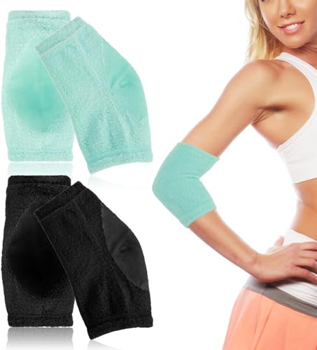 Classicseali 2 Pairs Elbow Pads for Adults,Dry Elbow, Beauty Gel Moisturizing, Elbows Protectors for Elderly, for Moist Chapped Dry Skin Care, Cover Heel Socks, Elbows Sleeves,Black & Light Blue