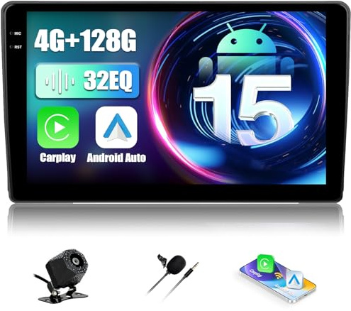 Zomolither 2 Din Android 15.0 Autoradio 9 Pollici HD per Ford Transit 2009-2016 e Ford Focus 2005-2008 - CarPlay Wireless, Android Auto Senza Fili, 4GB RAM + 128GB ROM, GPS Integrato