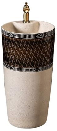 Lavandino moderno con piedistallo Lavandino da bagno con piedistallo, lavabo terra in ceramica rubinetto e kit di scarico