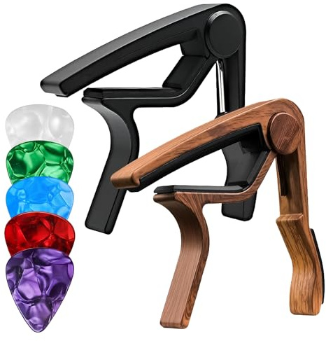 Guitar Capo, 2 Pack Capo for Acoustic Guitar, Electric Guitar Capo, Acoustic Guitar Capo,Easy-to-Use Quick Release Guitar Capo, Guitar Accessories, Black and Rosewood