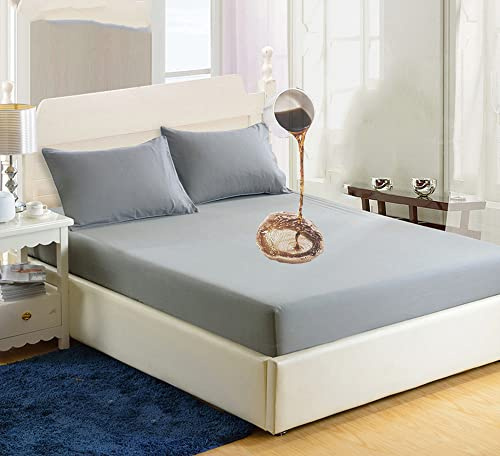 Vattentätt madrasskydd king size madrassöverdrag king size dra-på-lakan 30 cm djupt anpassat mjukt tvättbart andningsbart king size 150 x 200 cm