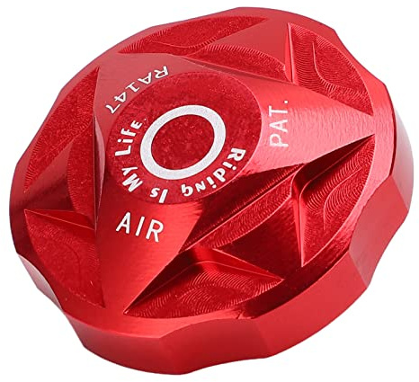 Keenso Fahrrad Federgabel Ventildeckel, Vorderradgabel Abdeckung Fahrrad Federgabel Ventilkappe mit Unterlegscheibe Aluminiumlegierung für Mountainbike (Rot)