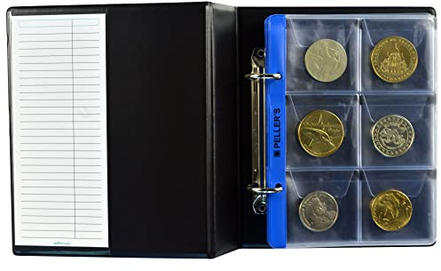 PELLER'S Münzalbum Größe S für 120 Münzen oder Chips bis Ø 48mm – 20 Blätter mit Hüllen langlebiges Plastik ideal für Sammler Münzbuch für Sammler munzensammlerbox Sammelalbum Coin Album Münzalbum
