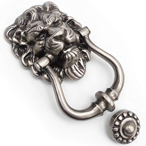 UNDERGROUND PARTS Jones & Grey - Large Antique Nickel Solid Brass Ornate Lions Head Door Knocker
