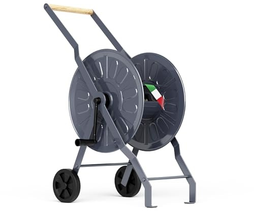 LIVLIG Carro portamangueras de Metal, Carro portamangueras hasta 50 m, Fabricado en Europa, Color: Antracita