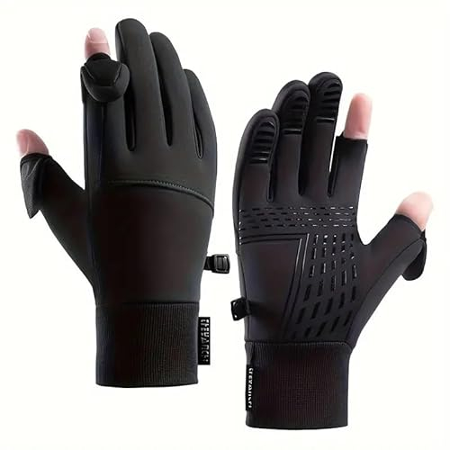 2XK-NOV 1 Paar wind- und wasserabweisend warme Handschuhe (Handflächenbreite <11cm) mit fingerkappe, Touchscreen-Handschuhe, fingerlose，geeignet zum Laufen, Radfahren, Fahren, Angeln, Unisex