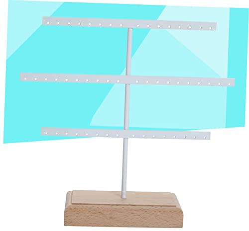 Ciieeo 52trous Présentoir à Boucles Oreilles Fer Avec Présentoir à Bijoux Blanc