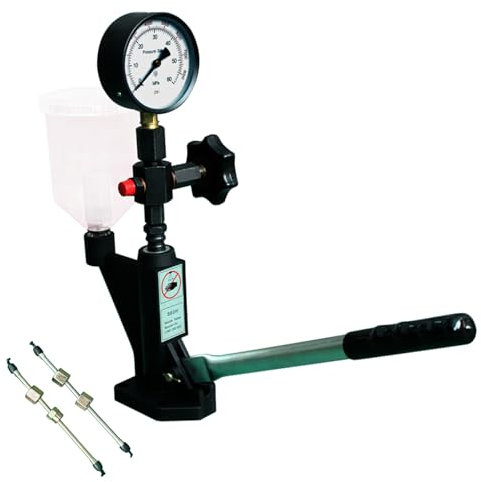 GIVIHGETI 600 Bar Einspritzdüse Prüfgeräte, Einspritzdüse Prüfgeräte mit doppelter Skalierung Injektoren Tester Diagnosegerät im Dieselmotor mit Handhebel für Verschiedene Tests und Prüfungen