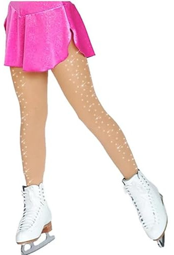 SSZYace Eiskunstlauf Strumpfhose Ski Skating Eislaufen Strümpfe Rollschuhe Schlittschuhe Warme Socken für Kinder und Erwachsene mit Schnallenstrümpfen und Kristallen M