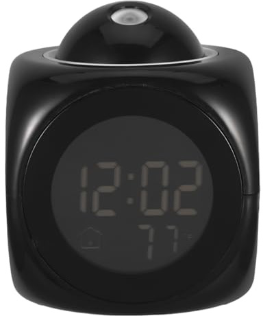 PRETYZOOM Projection Alarm Clock Digital Display with Voice Talking Adjustable Brightness Temperature and Time Projection Compact 3.14X3.14X3.93 Inch Multifunctional Alarm Clock