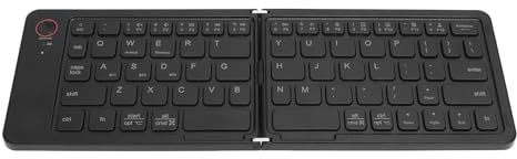 Vikbart Bluetooth-Tangentbord med Stativhållare, 67 Nycklar Bärbart Trådlöst Tangentbord Uppladdningsbart för Android för Wins, Resetangentbord för Telefon Tablet Laptop (Svart)