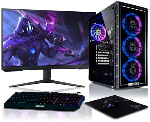 BEASTCOM Q5 | Pro Gaming PC | AMD Ryzen 5 4500 6X 4,10GHz 12 Threads | NVIDIA RTX 5060 Ti 8GB | 32GB RAM | 1TB NVMe SSD | 27 LED Monitor + Tastatur-Set | WiFi 5 | Win 11