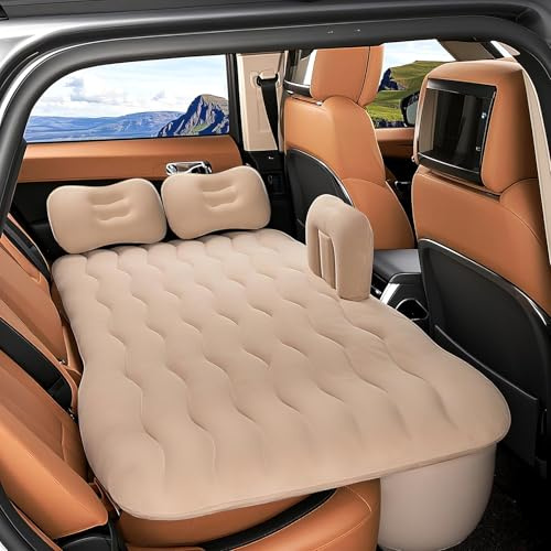 AirSwimmers Matelas pour Banquette arrière de Voiture avec Barre latérale, Matelas de Voiture avec 2 Coussins, Doux et Confortable, Matelas Gonflable idéal pour Les Voyages en Voiture et Les Nuits en