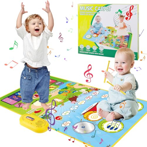 XUNIVERS Alfombra Musical Piano bebé con 8 Animales,Juguetes niños 1-3 Años,Regalo Bebe,Alfombra de Juegos Niño 8 Sonidos de Animales 13 Canciones,Regalos Cumpleaños Navidad para Niños Niñas 1-3 Años