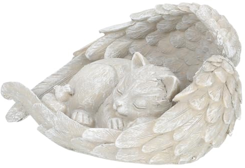 Tofficu Pierre Tombale Commémorative pour Chats en Résine, Statue Ange Chat Décorative Extérieure et Intérieure, Ornement Funéraire pour Animaux de Compagnie, Taille Pratique pour Jardin