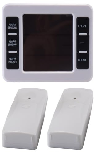 Huba kylskåpstermometer, trådlös inom-/utomhustermometer, sensortemperaturmonitor med akustiskt larm temperaturdisplay