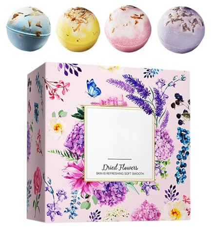 Bagnoschiuma Naturali per Donna 4 Pezzi con Fiori Essiccati per il Bagno